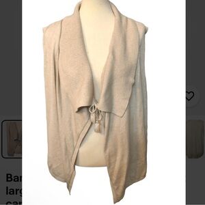 Banana Republic beige open front large lapel wool blend sleeveless cardigan XS-S
